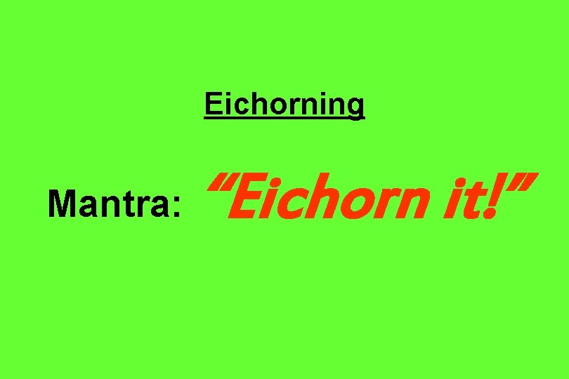 Eichorning Mantra: “Eichorn it!” 