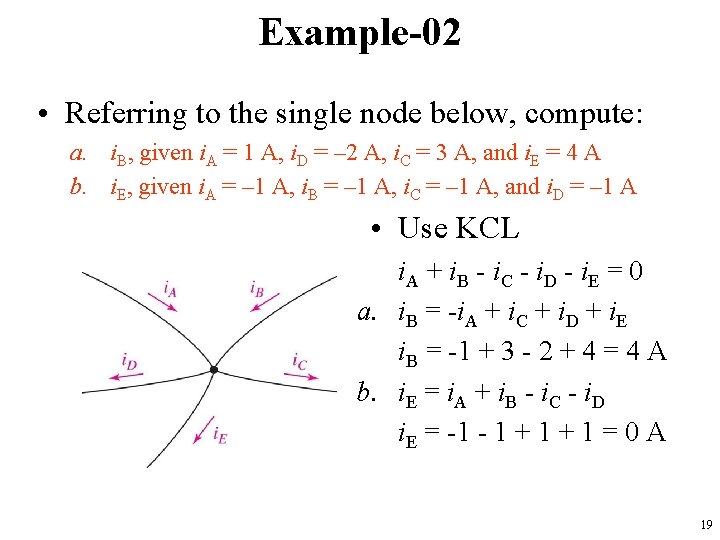 Example-02 • Referring to the single node below, compute: a. i. B, given i.