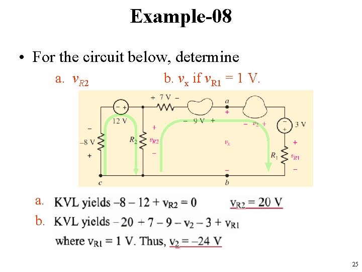 Example-08 • For the circuit below, determine a. v. R 2 b. vx if