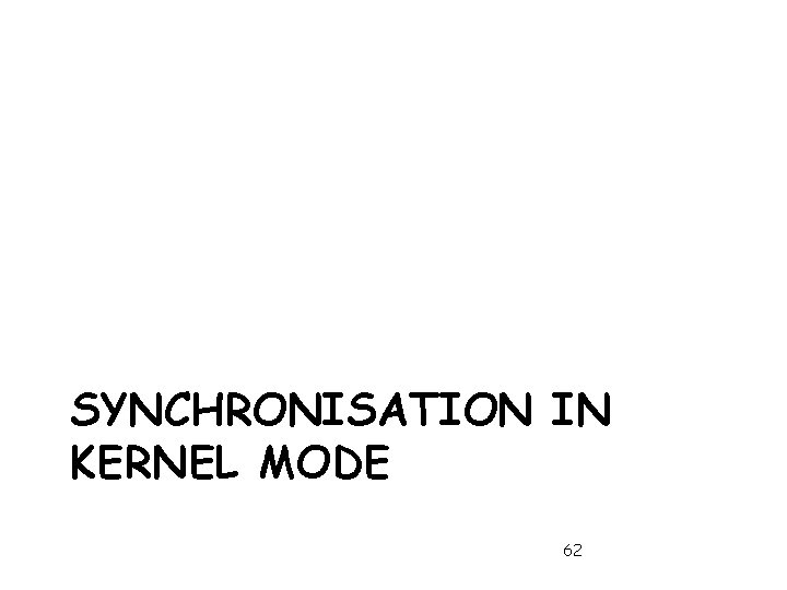 SYNCHRONISATION IN KERNEL MODE 62 
