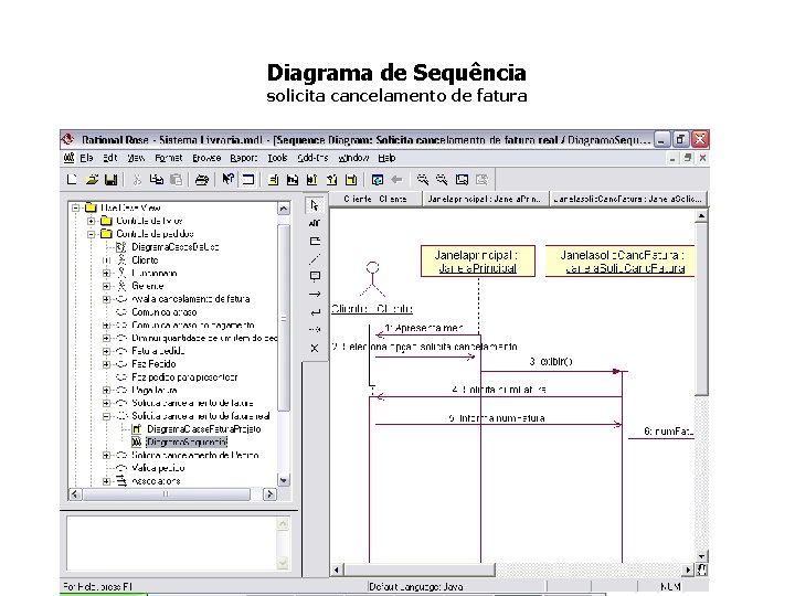Diagrama de Sequência solicita cancelamento de fatura 