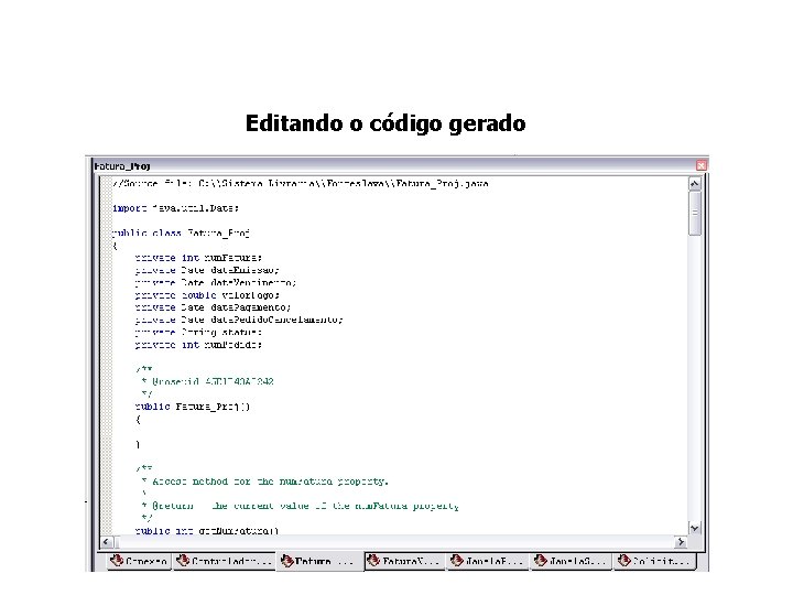 Editando o código gerado 