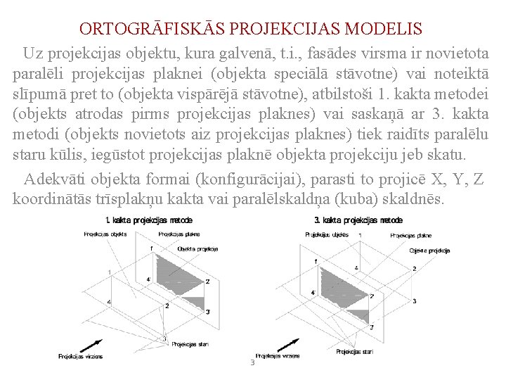 ORTOGRĀFISKĀS PROJEKCIJAS MODELIS • Uz projekcijas objektu, kura galvenā, t. i. , fasādes virsma