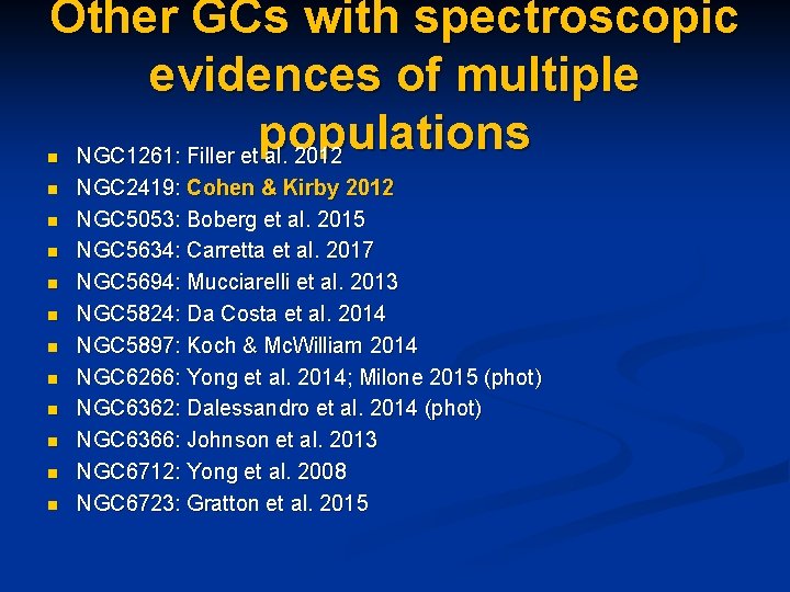 Other GCs with spectroscopic evidences of multiple populations NGC 1261: Filler et al. 2012