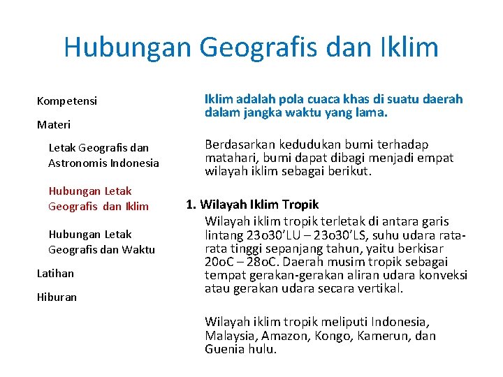 Hubungan Geografis dan Iklim Kompetensi Materi Letak Geografis dan Astronomis Indonesia Hubungan Letak Geografis