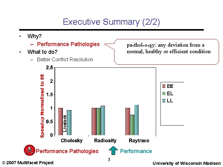 Executive Summary (2/2) • • Why? – Performance Pathologies What to do? pa●thol●o●gy: any