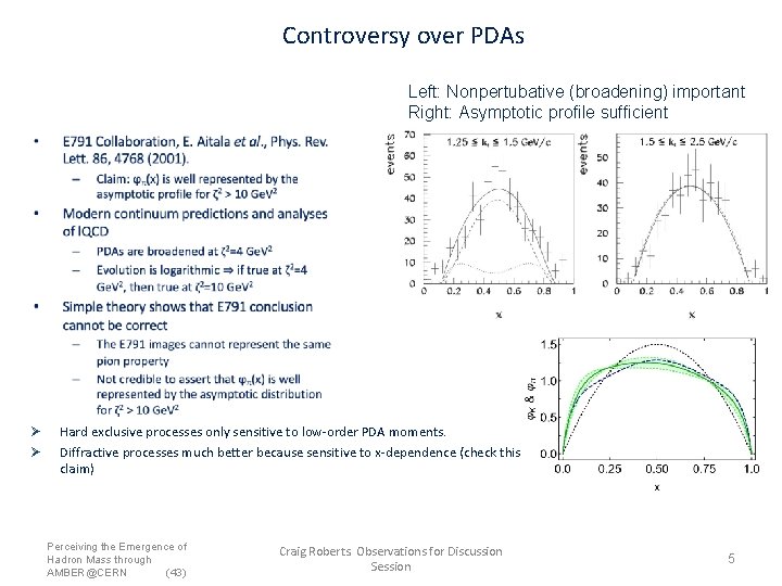 Controversy over PDAs Left: Nonpertubative (broadening) important Right: Asymptotic profile sufficient • Ø Ø