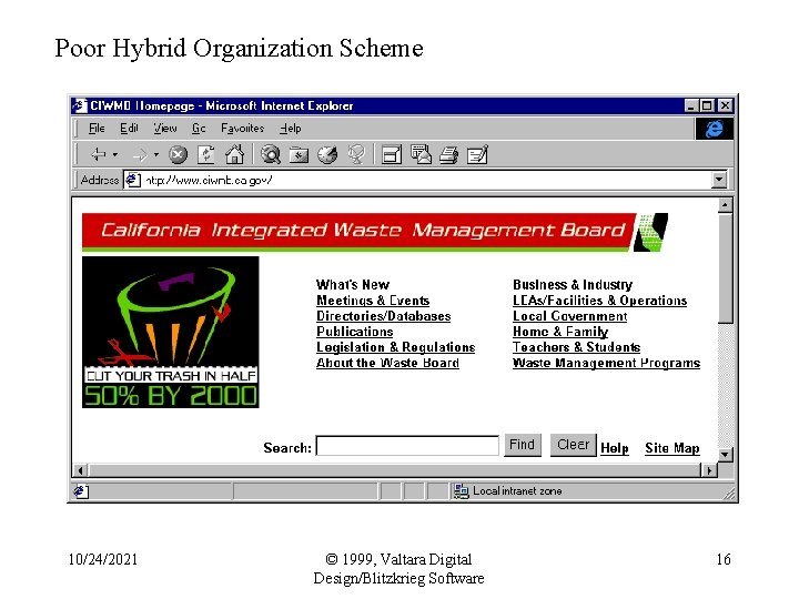 Poor Hybrid Organization Scheme 10/24/2021 © 1999, Valtara Digital Design/Blitzkrieg Software 16 