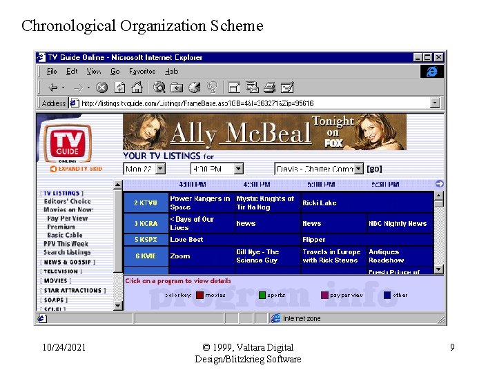 Chronological Organization Scheme 10/24/2021 © 1999, Valtara Digital Design/Blitzkrieg Software 9 