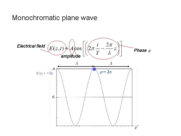Monochromatic plane wave Electrical field Phase j amplitude l l j = 2 p
