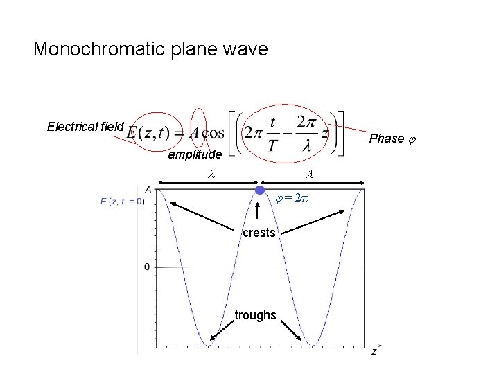 Monochromatic plane wave Electrical field Phase j amplitude l l j = 2 p