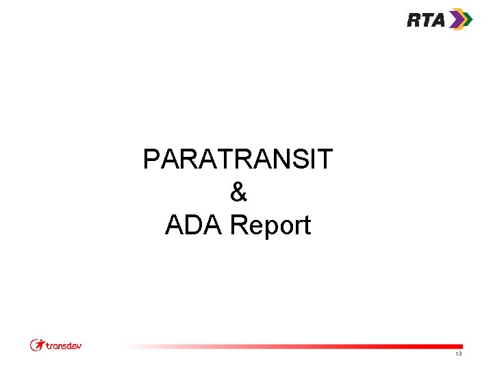 PARATRANSIT & ADA Report 13 