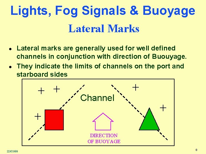 Lights, Fog Signals & Buoyage Lateral Marks l l Lateral marks are generally used