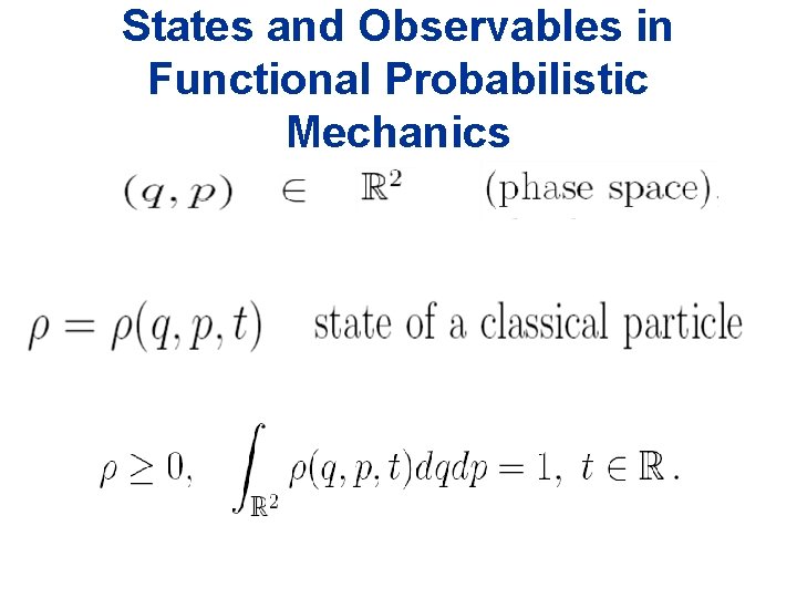 States and Observables in Functional Probabilistic Mechanics 