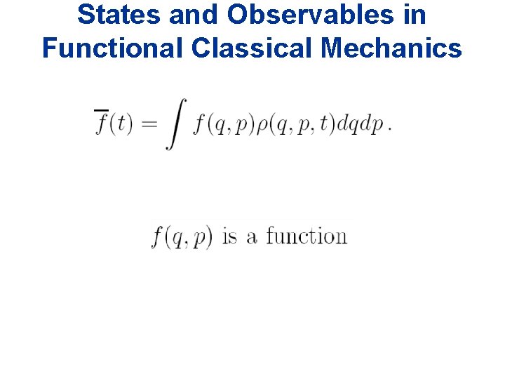 States and Observables in Functional Classical Mechanics 