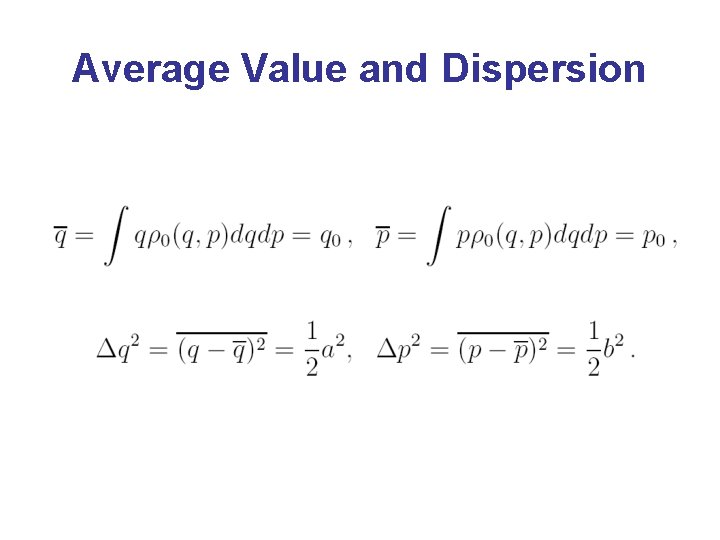 Average Value and Dispersion 