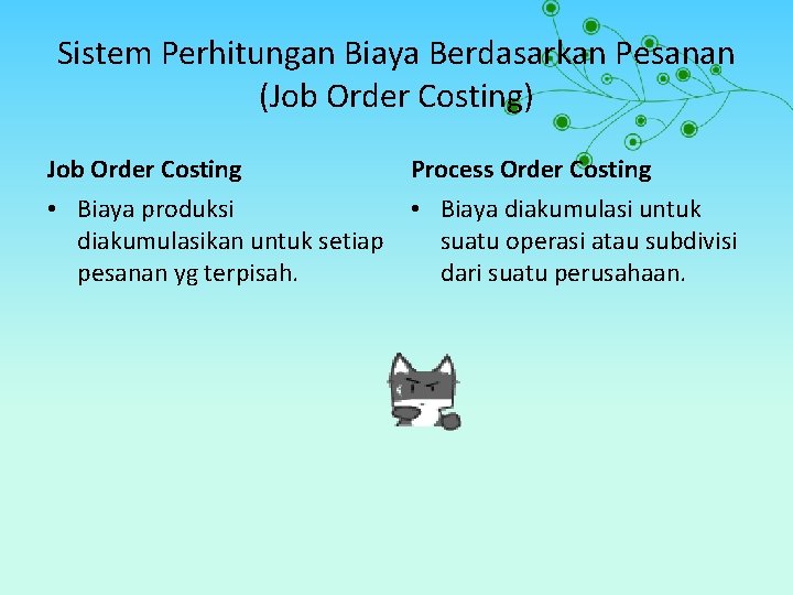 Sistem Perhitungan Biaya Berdasarkan Pesanan (Job Order Costing) Job Order Costing Process Order Costing