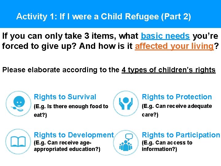 Activity 1: If I were a Child Refugee (Part 2) If you can only