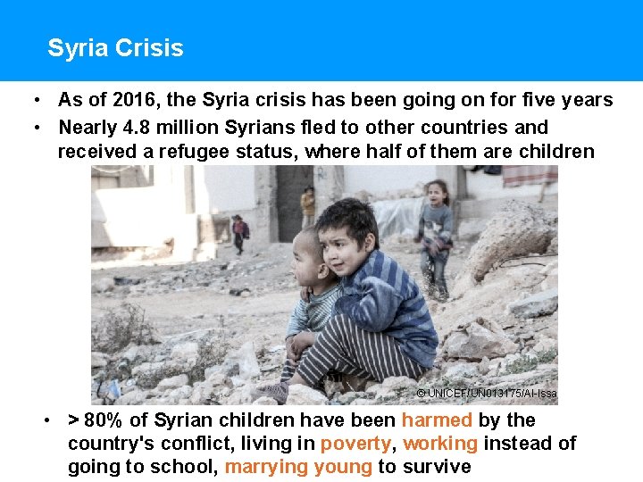 Syria Crisis • As of 2016, the Syria crisis has been going on for