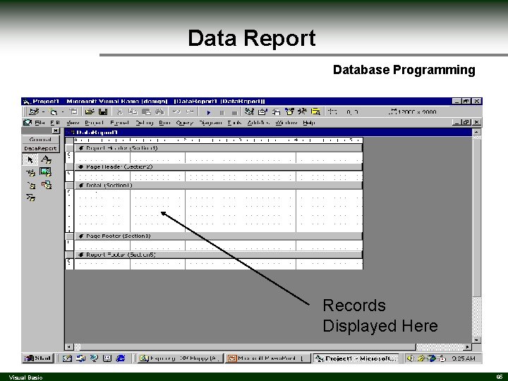 Data Report Database Programming Records Displayed Here Visual Basic 65 Data Report Database Programming Records Displayed Here Visual Basic 65