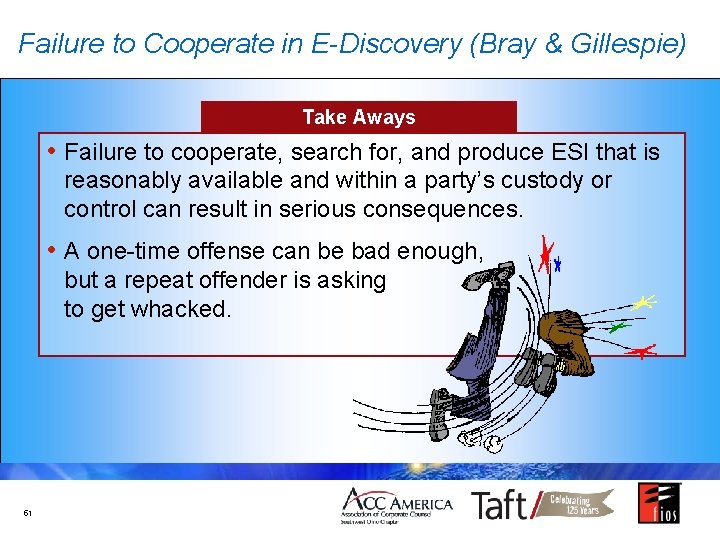 Failure to Cooperate in E-Discovery (Bray & Gillespie) Take Aways • Failure to cooperate,