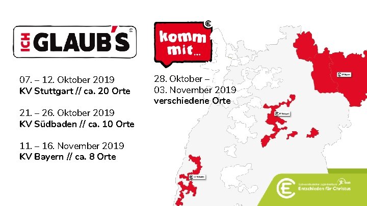 07. – 12. Oktober 2019 KV Stuttgart // ca. 20 Orte 21. – 26.