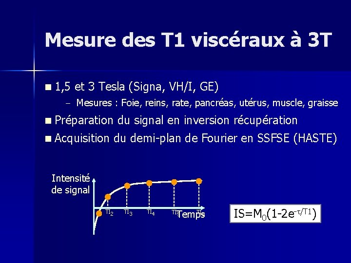 Mesure des T 1 viscéraux à 3 T n 1, 5 – et 3