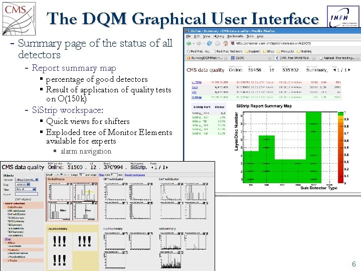 The DQM Graphical User Interface Summary page of the status of all detectors Report