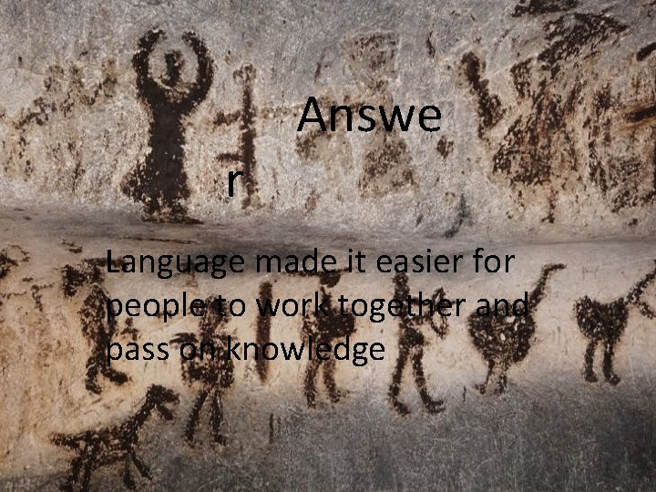 r Answe Language made it easier for people to work together and pass on