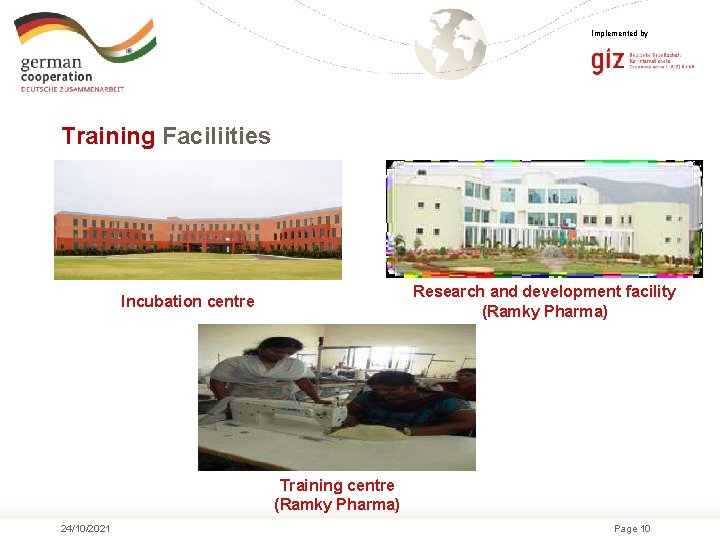 Implemented by Training Faciliities Research and development facility (Ramky Pharma) Incubation centre Training centre