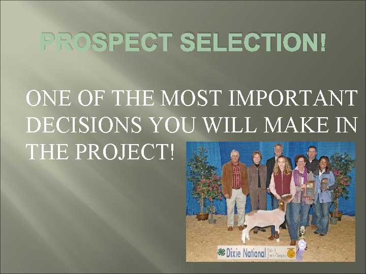 PROSPECT SELECTION! ONE OF THE MOST IMPORTANT DECISIONS YOU WILL MAKE IN THE PROJECT!
