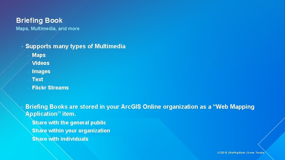 Briefing Book Maps, Multimedia, and more • • Supports many types of Multimedia -