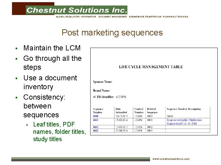 GLOBAL REGULATORY INFORMATION : DOCUMENT MANAGEMENT , SUBMISSIONS, REGISTRATION PLANNING & TRACKING Post marketing
