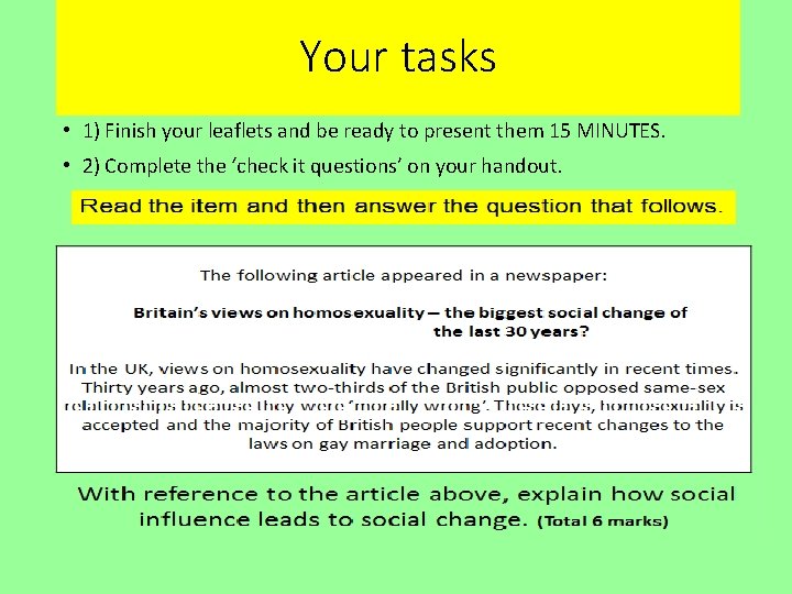 Your tasks • 1) Finish your leaflets and be ready to present them 15