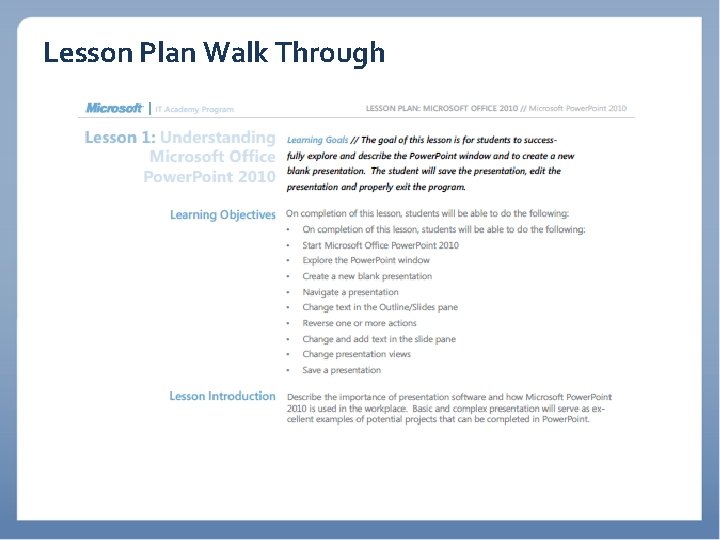 Lesson Plan Walk Through 