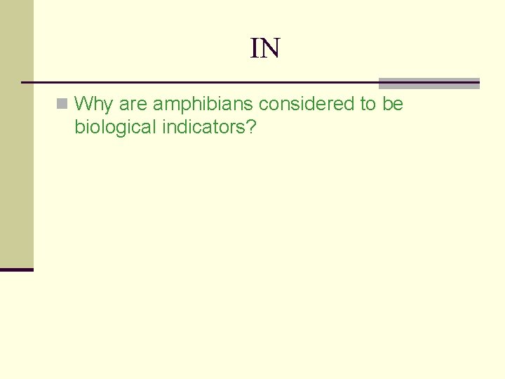 IN n Why are amphibians considered to be biological indicators? 