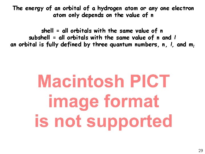 The energy of an orbital of a hydrogen atom or any one electron atom