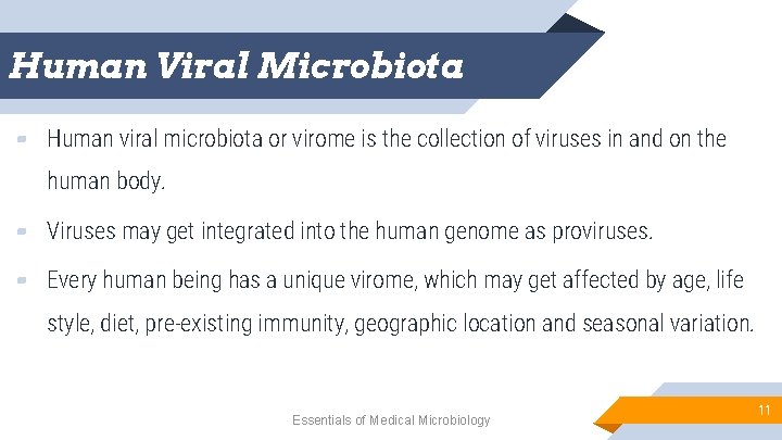 Human Viral Microbiota ▰ Human viral microbiota or virome is the collection of viruses