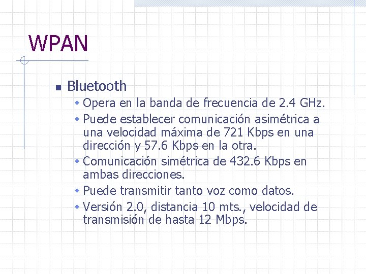 WPAN n Bluetooth w Opera en la banda de frecuencia de 2. 4 GHz.