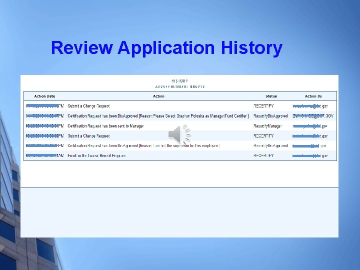 Review Application History 