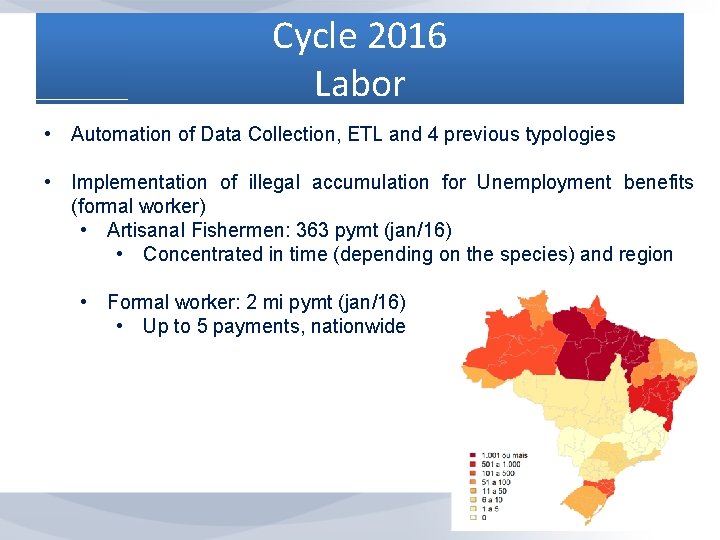 Cycle 2016 Labor • Automation of Data Collection, ETL and 4 previous typologies •