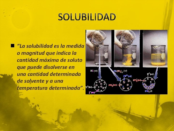 SOLUBILIDAD n “La solubilidad es la medida o magnitud que indica la cantidad máxima