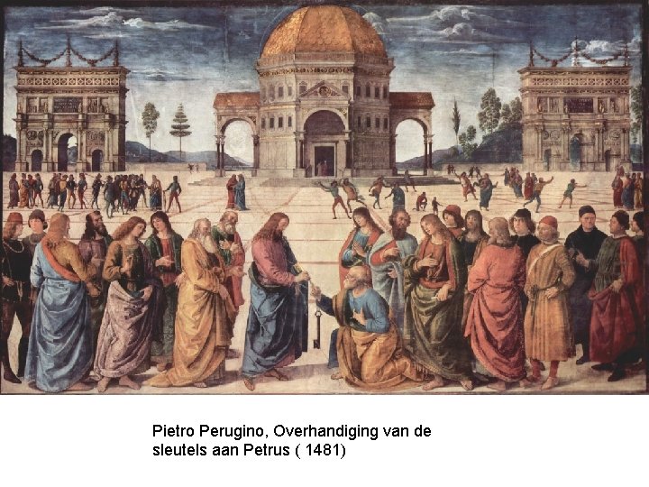 Pietro Perugino, Overhandiging van de sleutels aan Petrus ( 1481) 