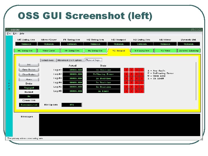 OSS GUI Screenshot (left) 