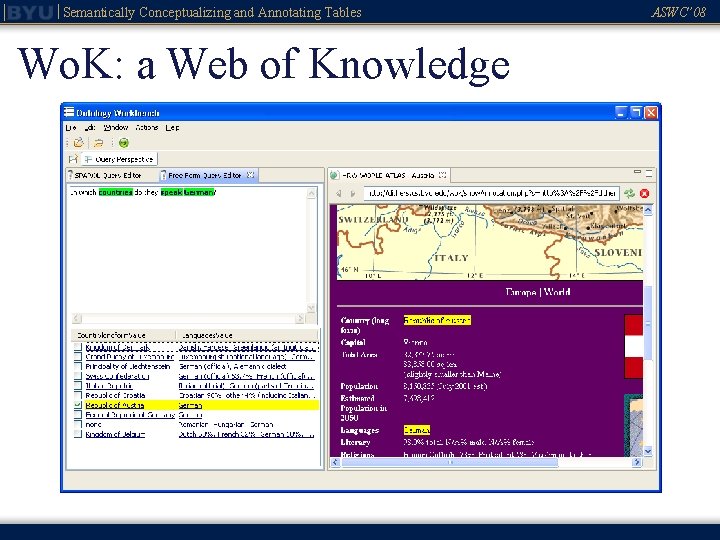 Semantically Conceptualizing and Annotating Tables Wo. K: a Web of Knowledge ASWC’ 08 