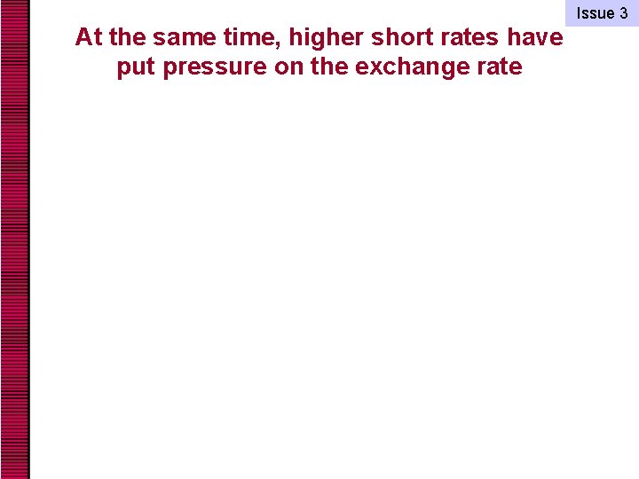 Issue 3 At the same time, higher short rates have put pressure on the