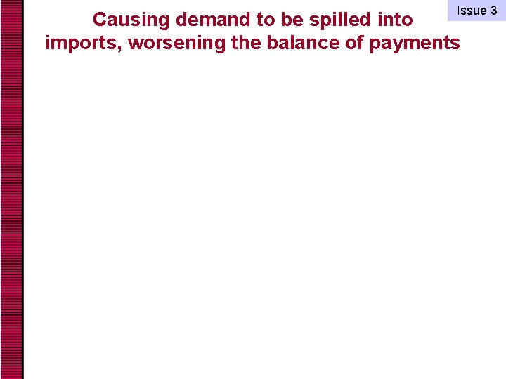 Issue 3 Causing demand to be spilled into imports, worsening the balance of payments