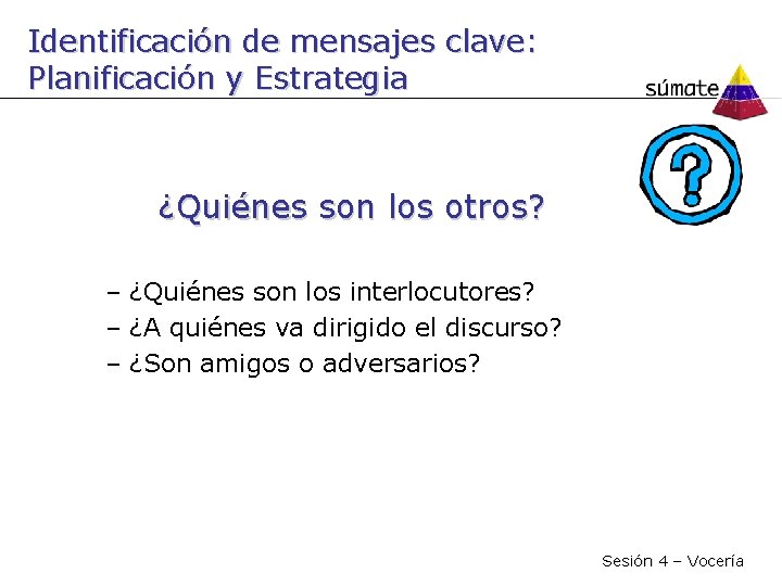 Identificación de mensajes clave: Planificación y Estrategia ¿Quiénes son los otros? – ¿Quiénes son