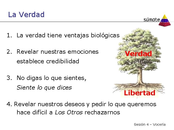 La Verdad 1. La verdad tiene ventajas biológicas 2. Revelar nuestras emociones establece credibilidad