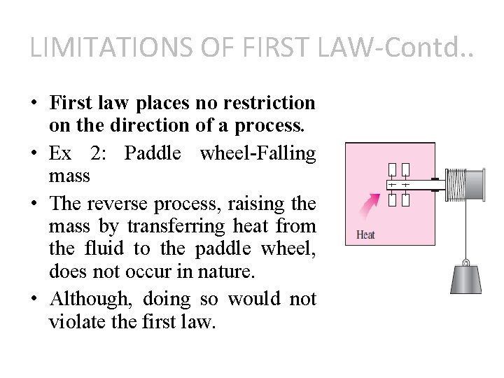 LIMITATIONS OF FIRST LAW-Contd. . • First law places no restriction on the direction